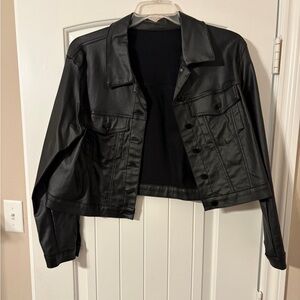 SHEIN Black Leather Jacket for Women